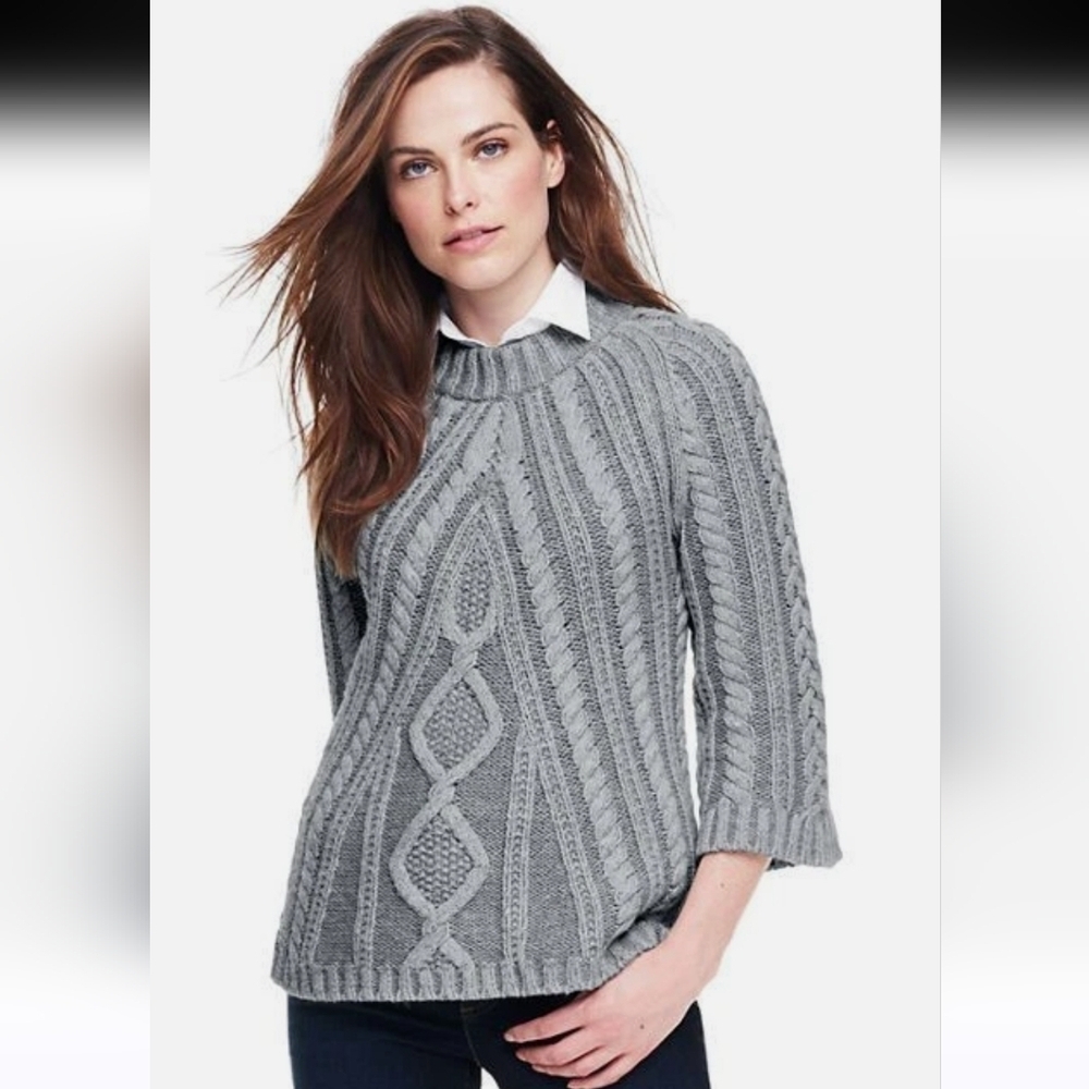 Lands End Cableneck Mock Sweater